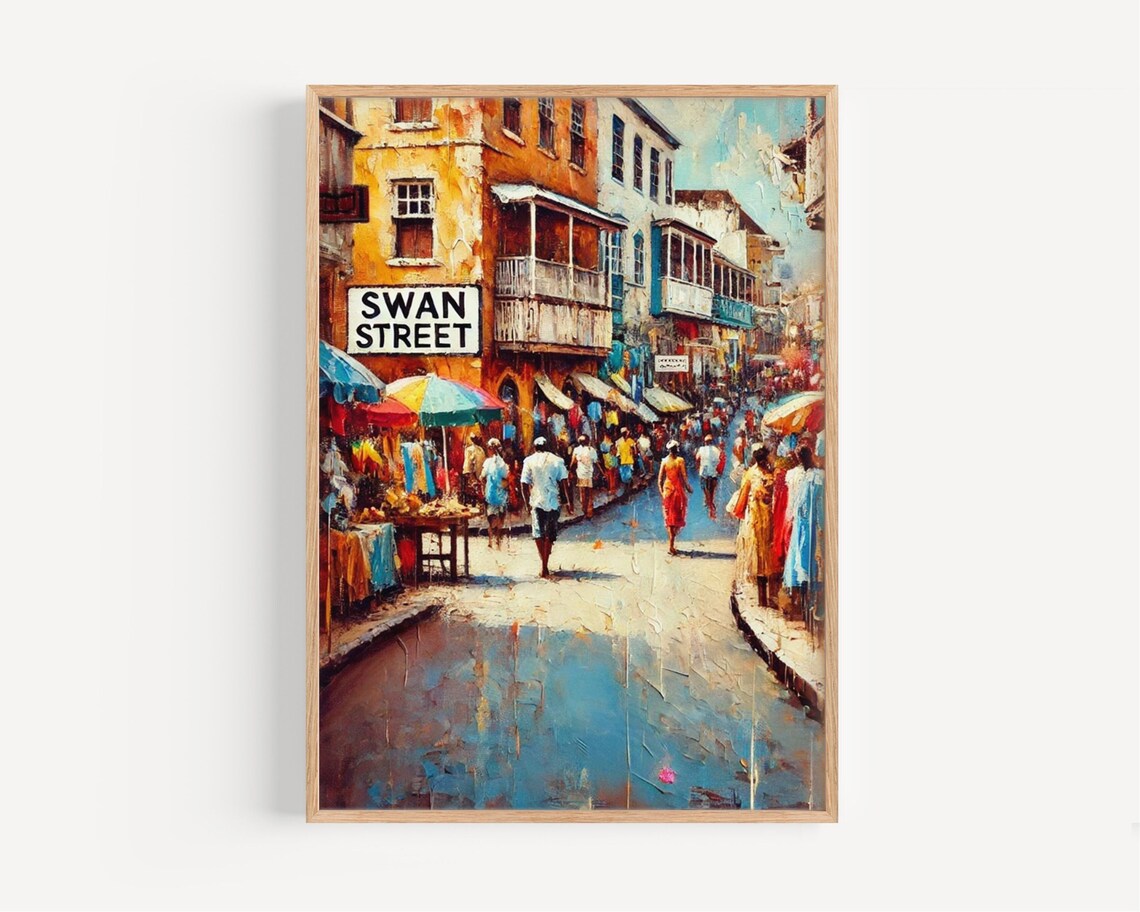 Bridgetown Barbados Art Print, Caribbean Street Scene