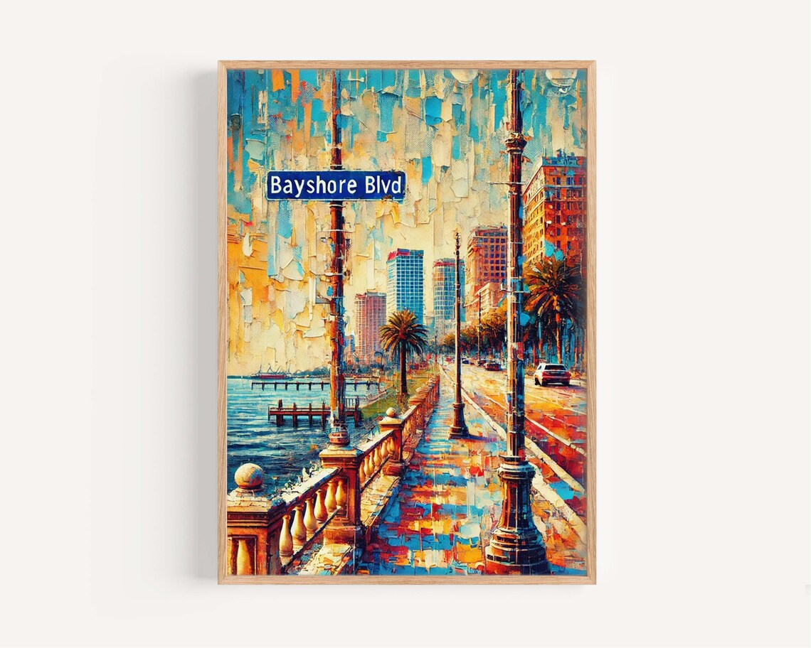 Bayshore Boulevard Tampa Florida Travel Poster