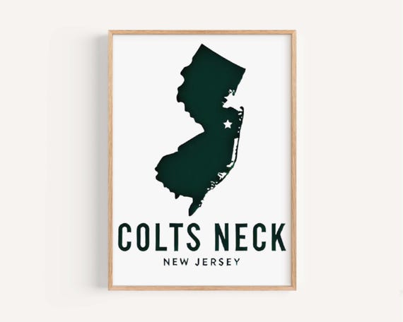 Colts Neck Print New Jersey Wall Art Map Travel Decor Nj Gift Housewarming College Room