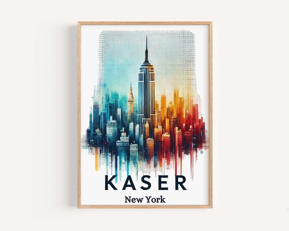 Kaser New York Manhattan Watercolor Skyline Artistic City Poster