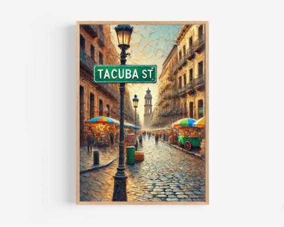 Mexico City Street Art Print Tacuba Vintage Travel Souvenir