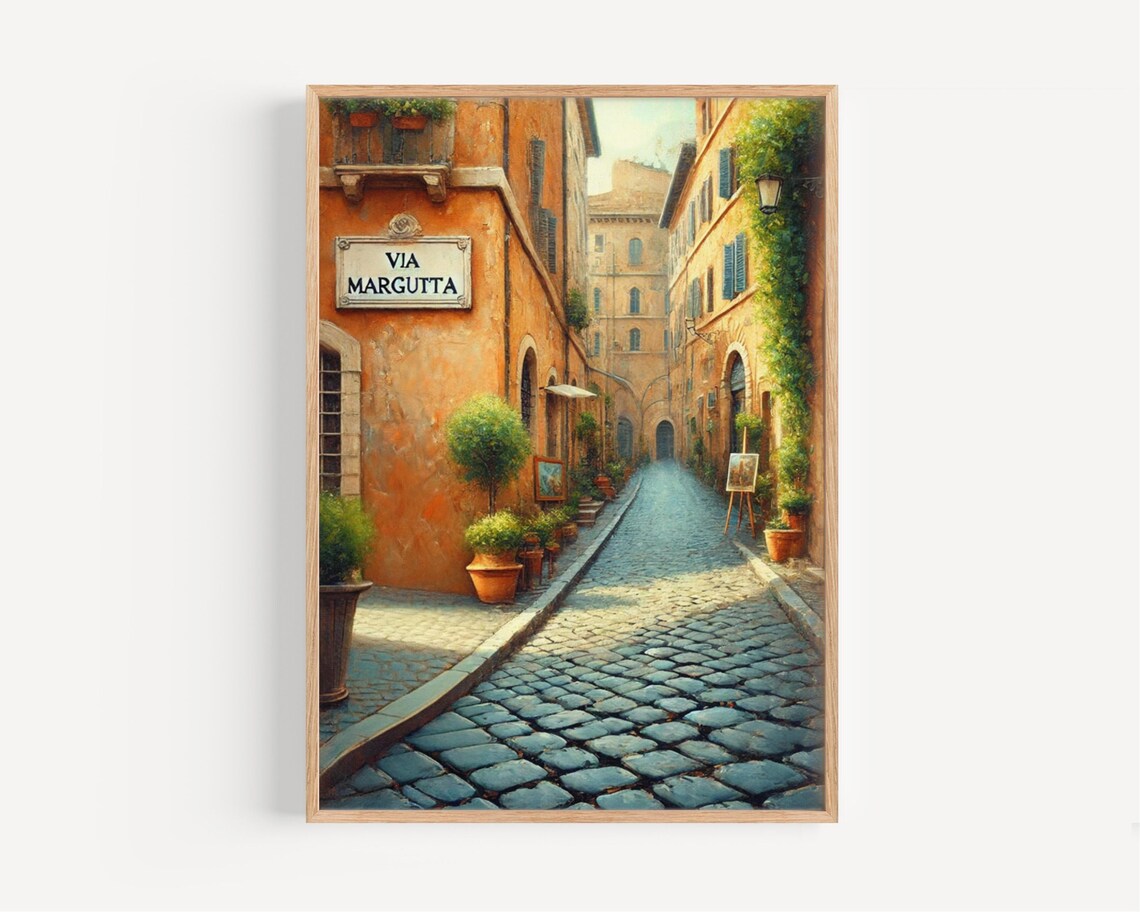 Rome Via Margutta Artist Street Cobblestone Alley Italy Art Poster