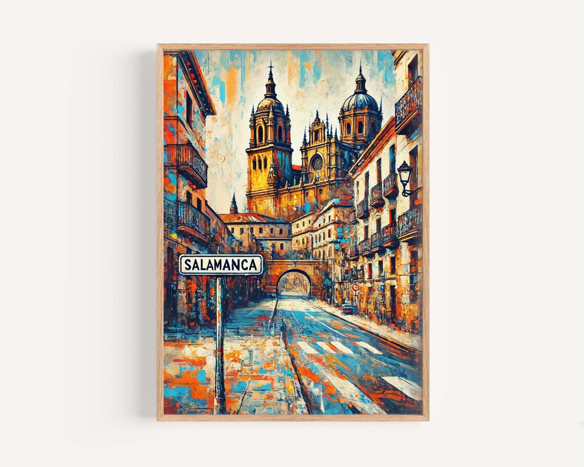 Salamanca Spain Travel Poster, European City Art