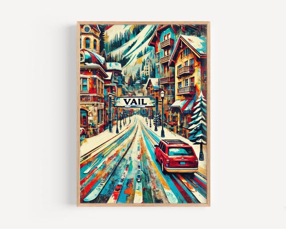 Vail Colorado Art Print Ski Town Travel Poster Usa Souvenir