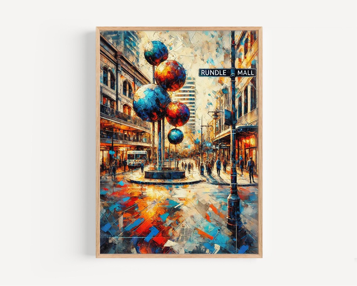 Rundle Mall Adelaide Australia Colorful Abstract Street Art Poster