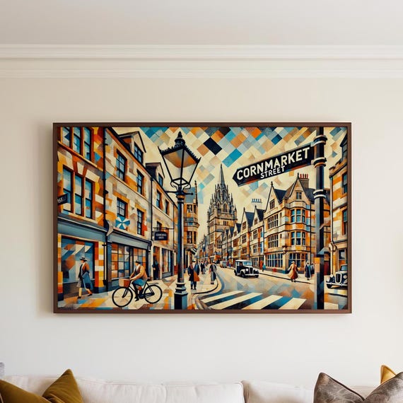 Cornmarket Street Wall Art Oxford Travel Print England Gift St Poster Housewarming Decor Uk Cityscape Illustration