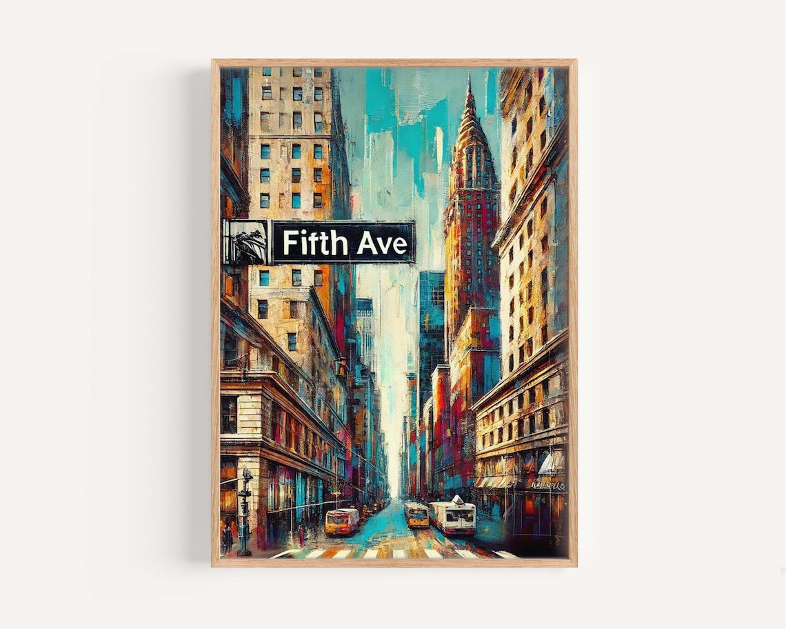 Fifth Avenue New York City Chrysler Building Colorful City Poster