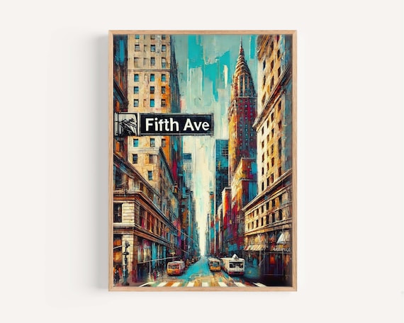 Fifth Avenue New York City Chrysler Building Colorful City Poster