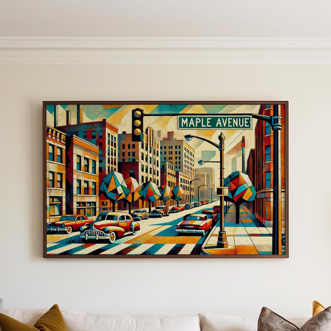 St Louis Maple Avenue Vintage Classic Cars Mosaic Street Poster