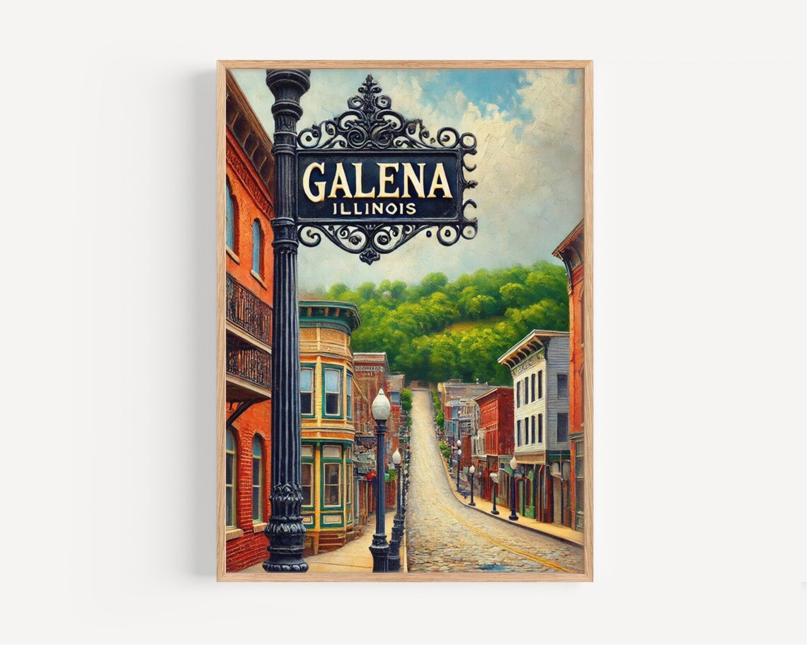 Galena Illinois Historic Main Street Vintage Style Travel Art Poster