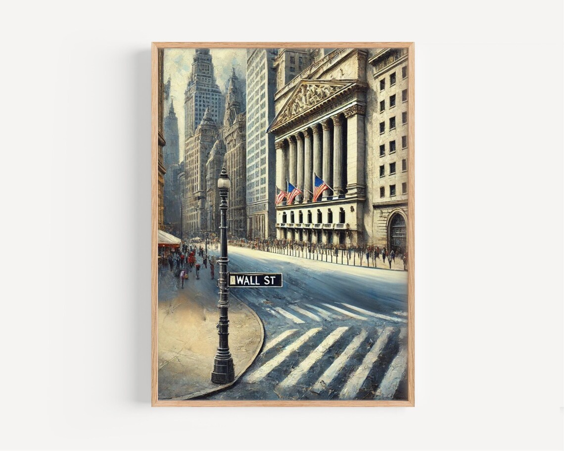 Wall Street New York City Stock Exchange Painted Scene Poster