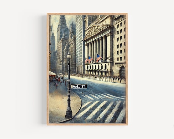 Wall Street New York City Stock Exchange Painted Scene Poster