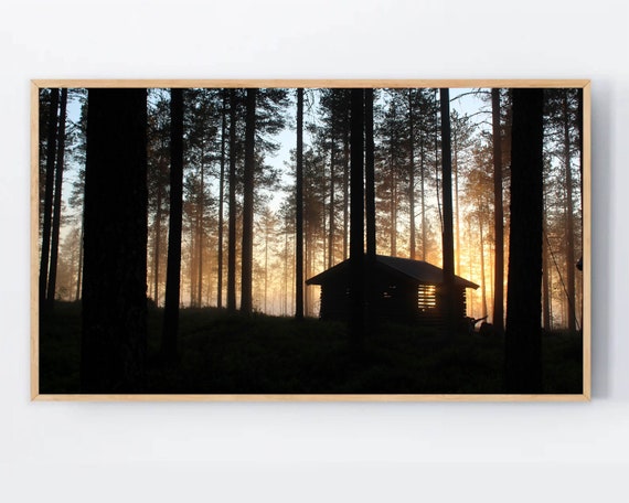 Samsung Frame Tv Art Log Cabin For Rustic Home Decor Woods