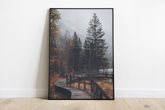 Mountain Wall Art Print Winter Forest Photography Printed And Framed Poster Vertical Canvas Landscape Large
