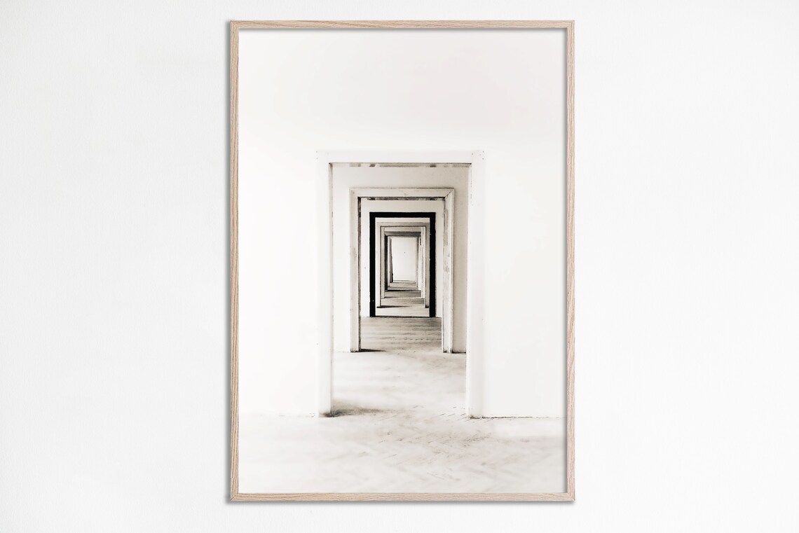 Minimalist Archway Photography Poster, White Door