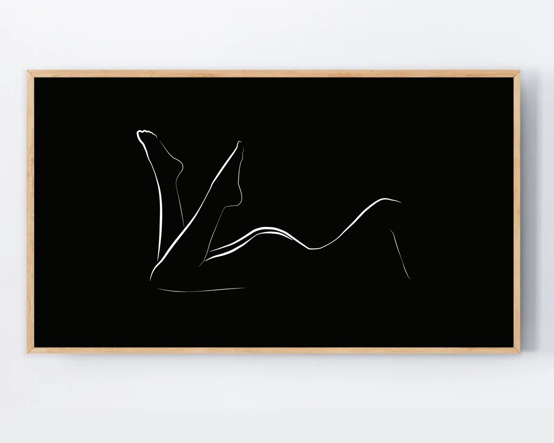 Woman Body Contour Line Drawing Art Print
