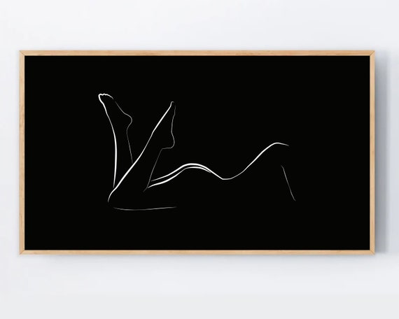 Woman Body Contour Line Drawing Art Print