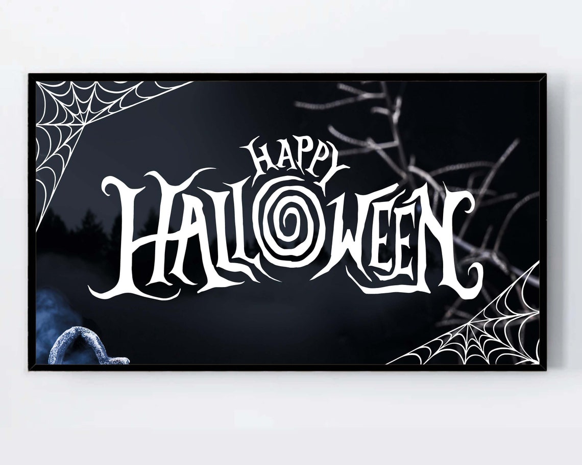 Samsung Frame Tv Art Halloween Sign For Happy Text Instant The File