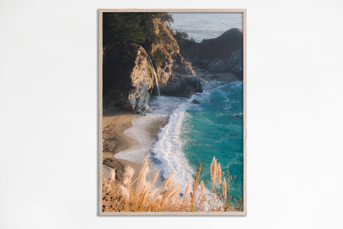 Big Sur McWay Falls Travel Poster, Nature Decor