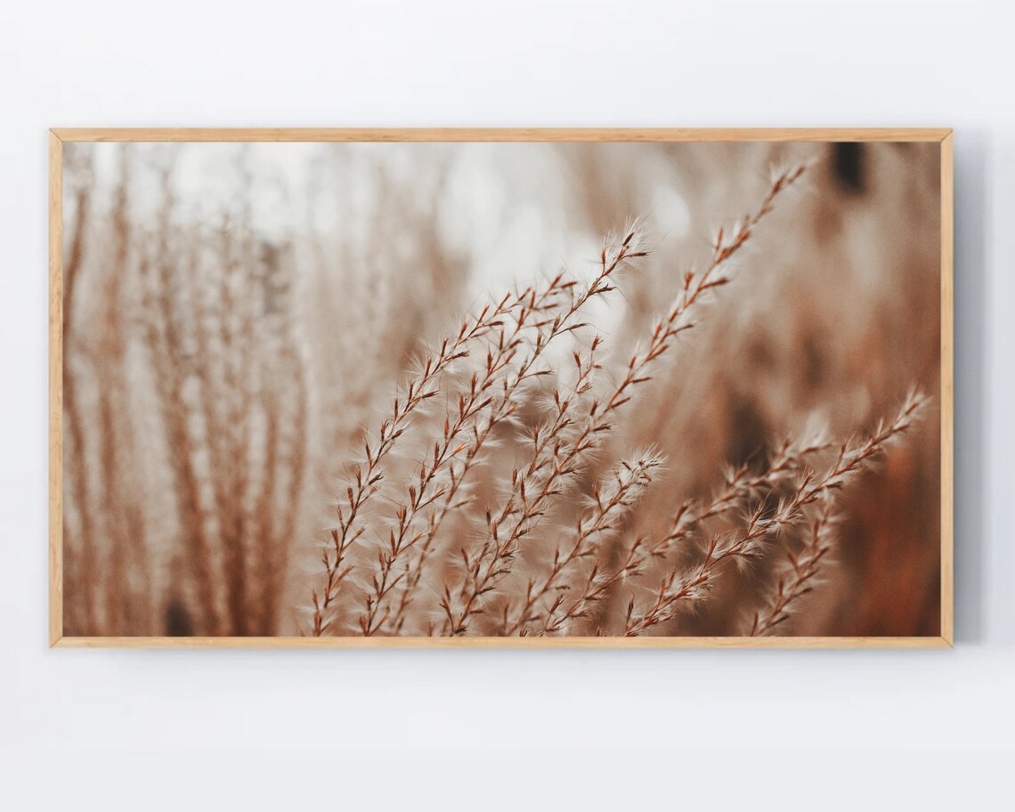 Autumn Wild Grasses Warm Sepia Tones Botanical Nature Art Poster