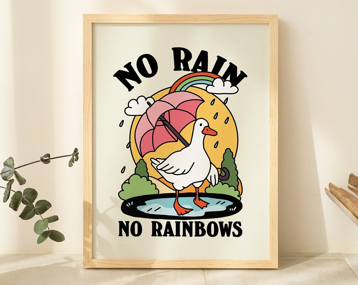 Retro Goose Poster, Cottagecore Positive Quote