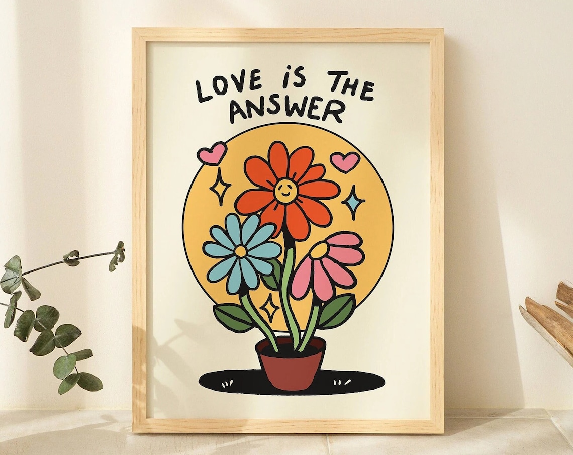 Love Flowers Botanical Illustration Art Print