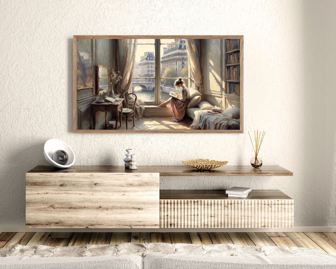 Woman Reading By Window, Paris Vintage Art Print - Image 2