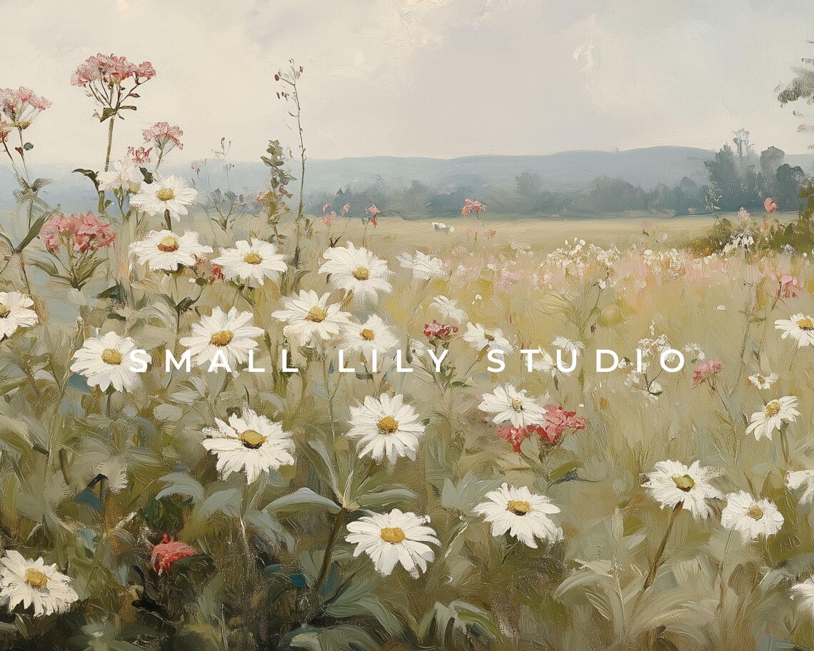 Daisy And Pink Wildflower Field Spring Country Meadow Poster - Image 4
