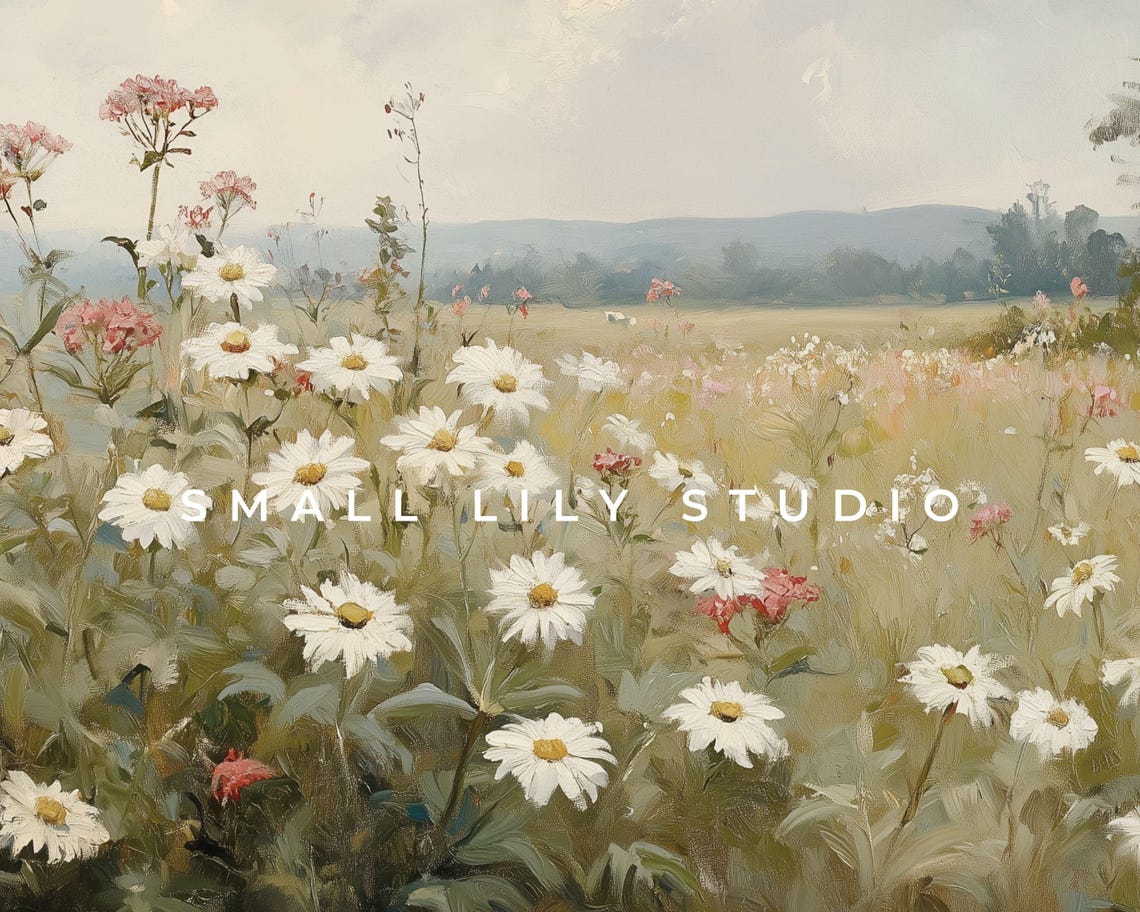 Frame Tv Art Field Of Daisies Frame Tv Art Vintage Style Painting Spring Landscape Country Farmhouse Decor Wildflower Art Tv624 - Image 4
