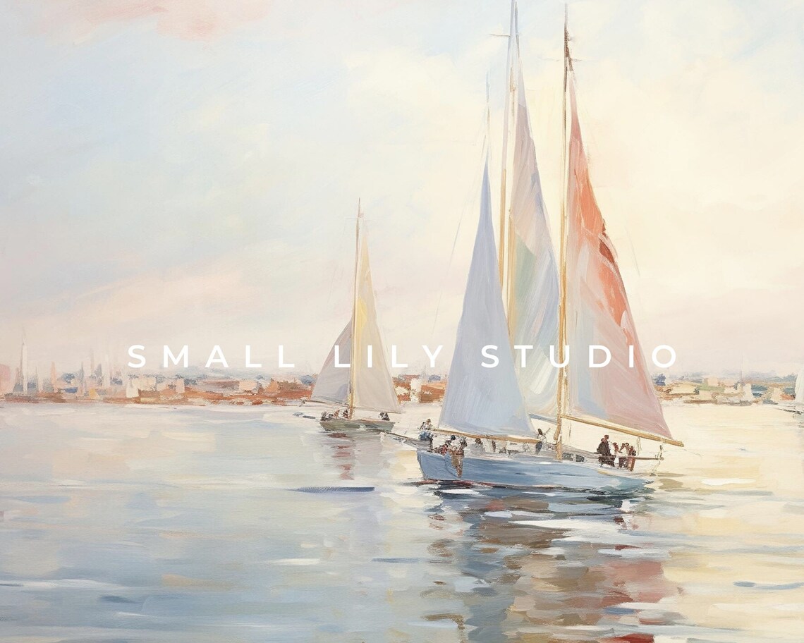 Summer Sailboats Nautical Neutral Coastal Art Print - Image 4