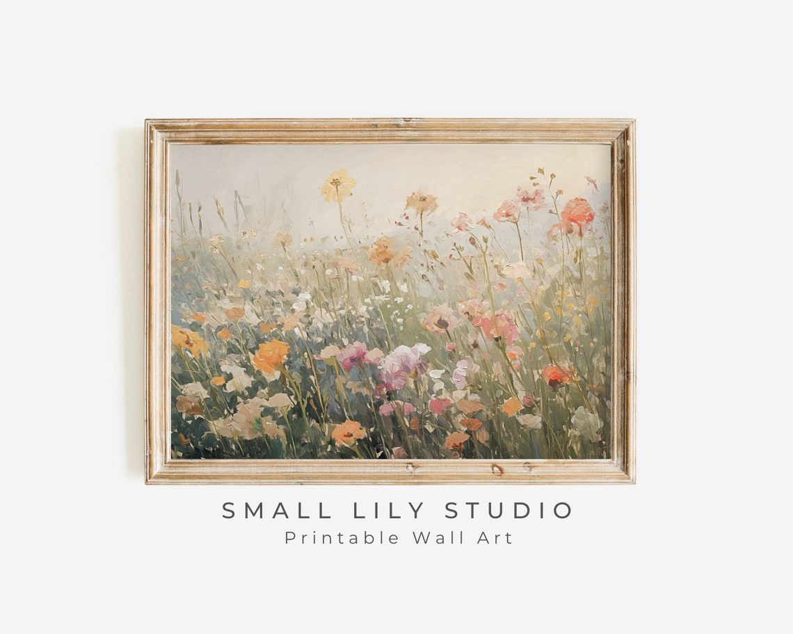 Pastel Wildflower Meadow Soft Impressionist Floral Landscape Poster - Image 3