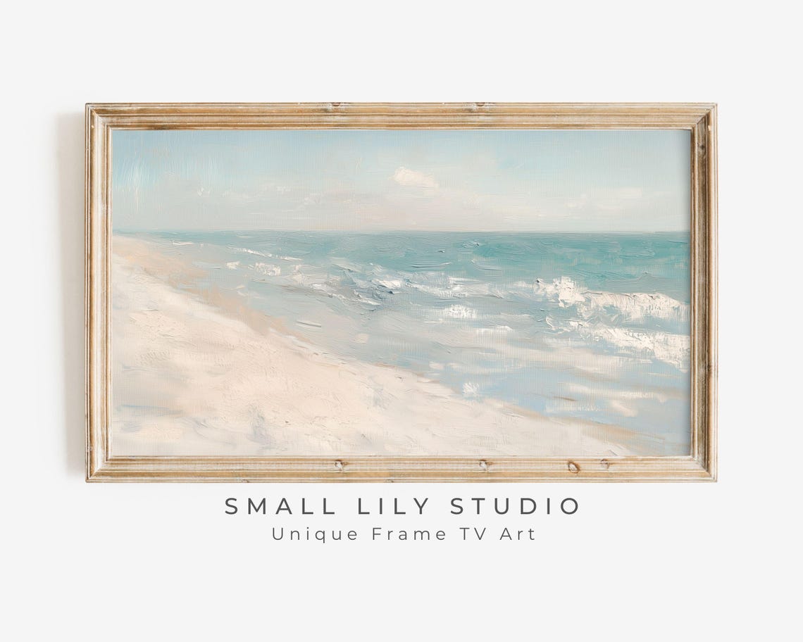 Minimalist Pastel Blue Beach Waves Serene Coastal Ocean Poster