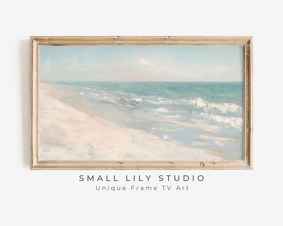 Minimalist Pastel Blue Beach Waves Serene Coastal Ocean Poster