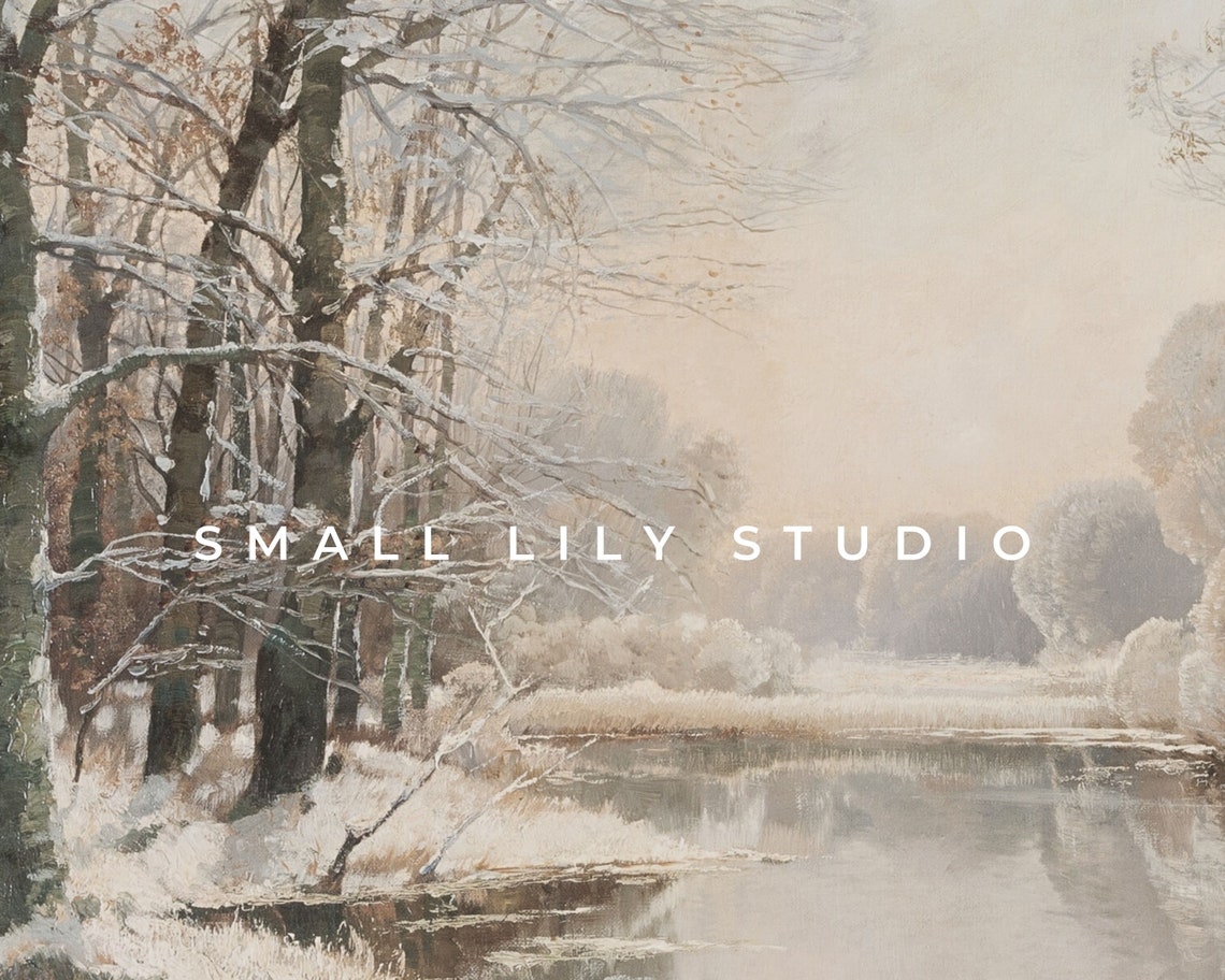 Snow Covered Winter Stream Bare Trees Misty Forest Vintage Art Poster - Image 4