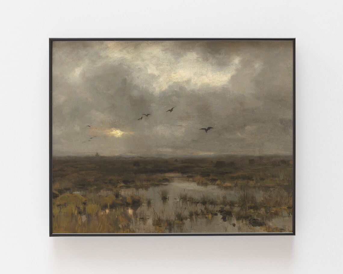 Vintage Landscape Oil Painting, Antique Art Print