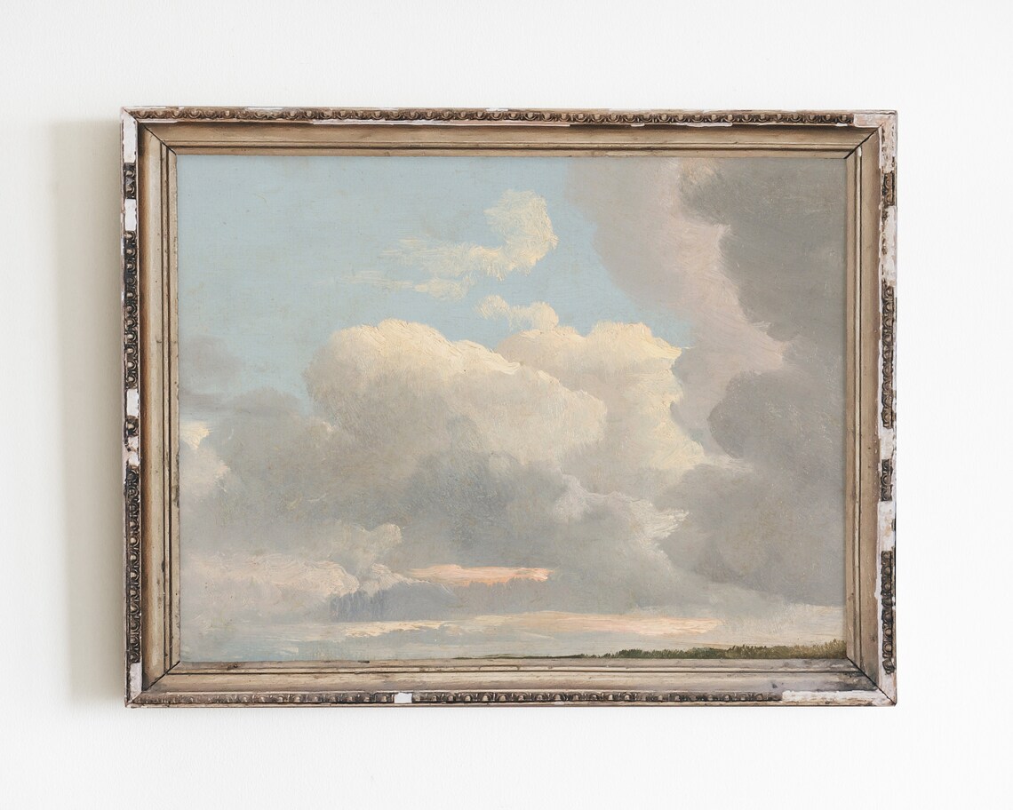 Vintage Sky Cloud Art Print, Farmhouse Nursery Decor