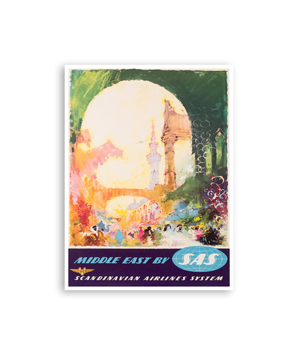 Middle East by SAS Vintage Travel Poster Scandinavian Airlines Art