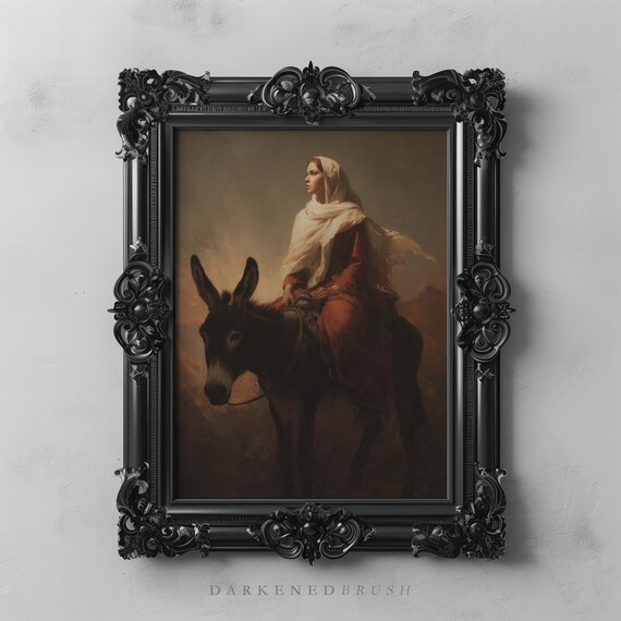 Veiled Woman Riding Donkey Desert Journey Classical Oil Painting Wall Art