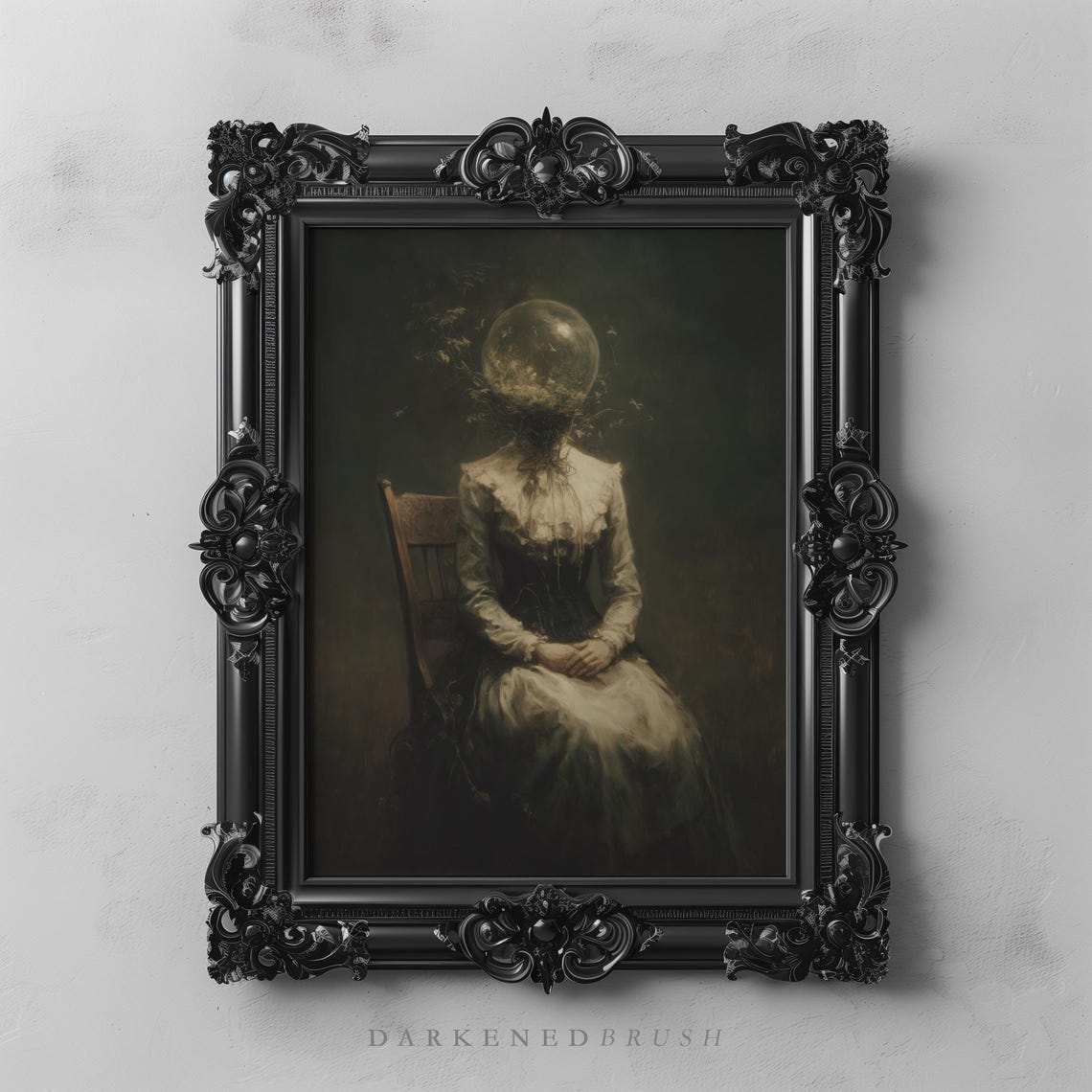 Victorian Woman With Glass Orb Elegant Gothic Surreal Poster