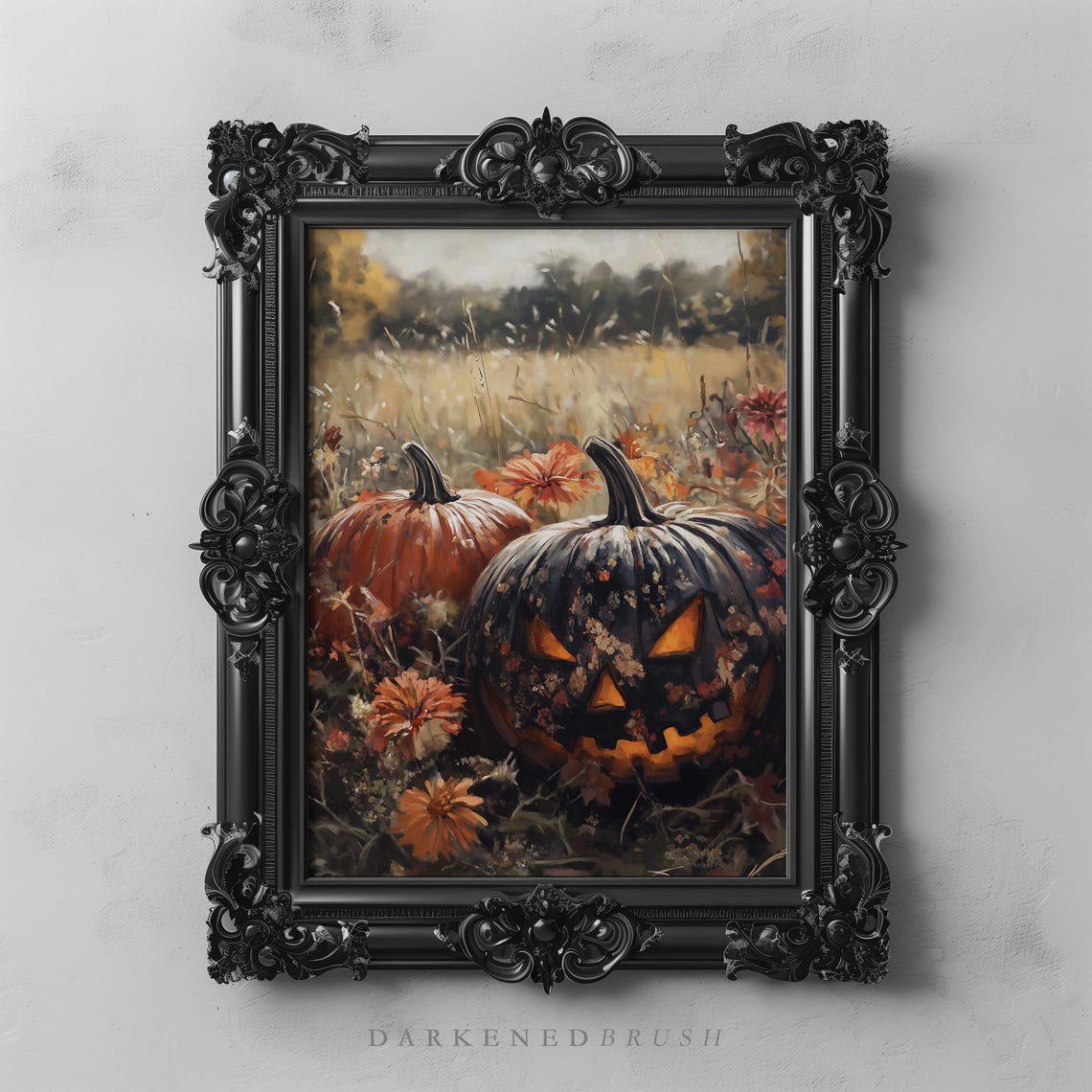 Rustic Halloween Pumpkins Spooky Jack O Lantern Fall Art Poster