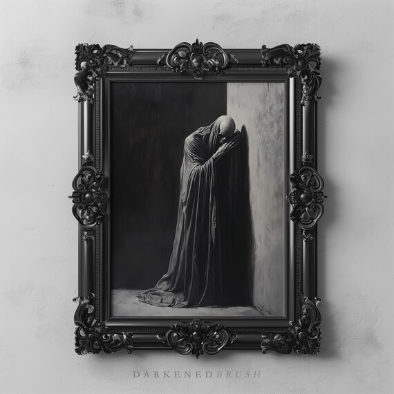 Gothic Grim Reaper Wall Art Dark Academia Spooky Horror Home Decor Macabre Skeleton Print Creepy Halloween