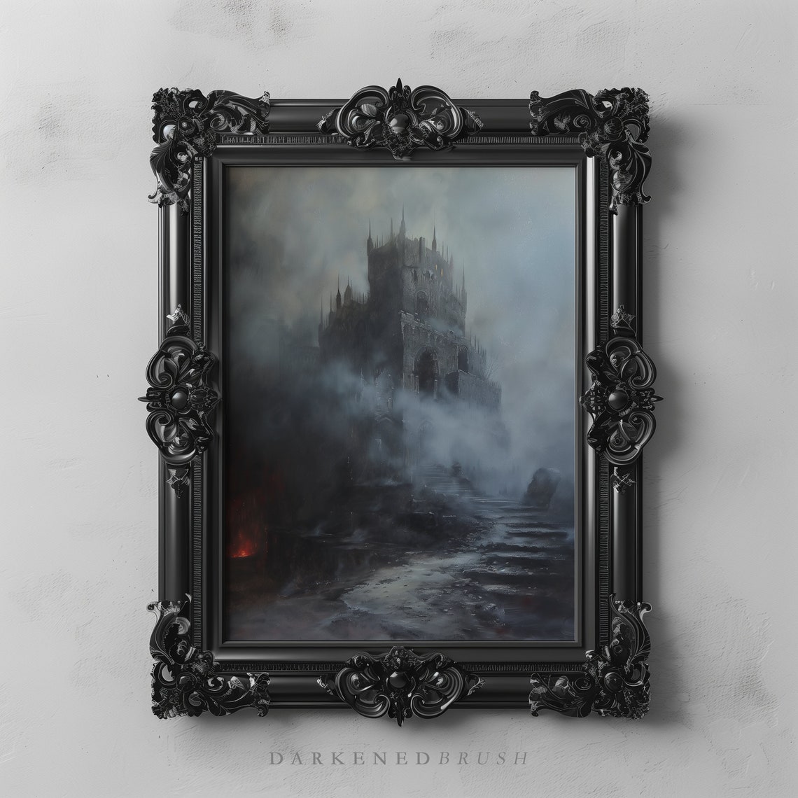 Dark Gothic Cathedral Castle Art Oil Painting Academia Victorian Goth Decor Moody Wall Poster Print