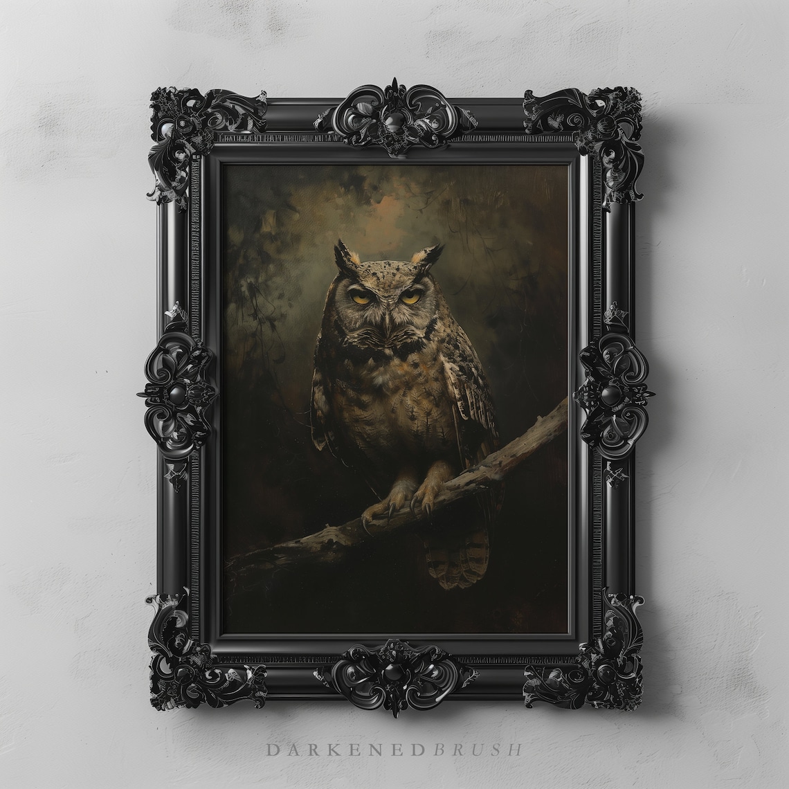Vintage Owl Painting Gothic Bird Art Print