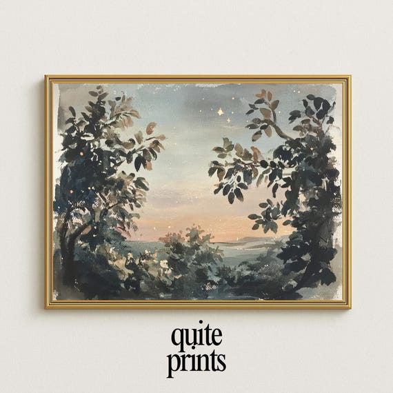 Nature Wall Art Golden Hour Home Decor Ideas Vintage Sunset Painting Antique Landscape