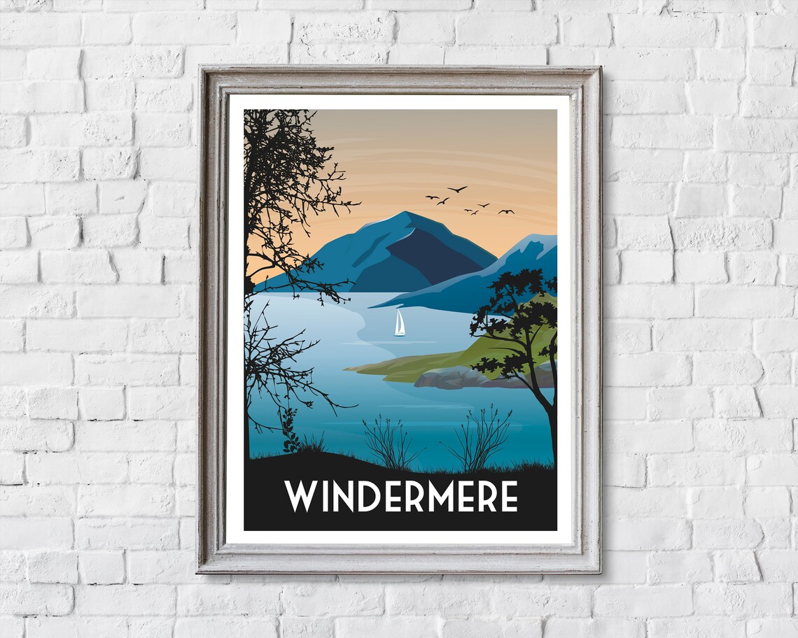 Windermere Lake District Retro Travel Poster - Image 2