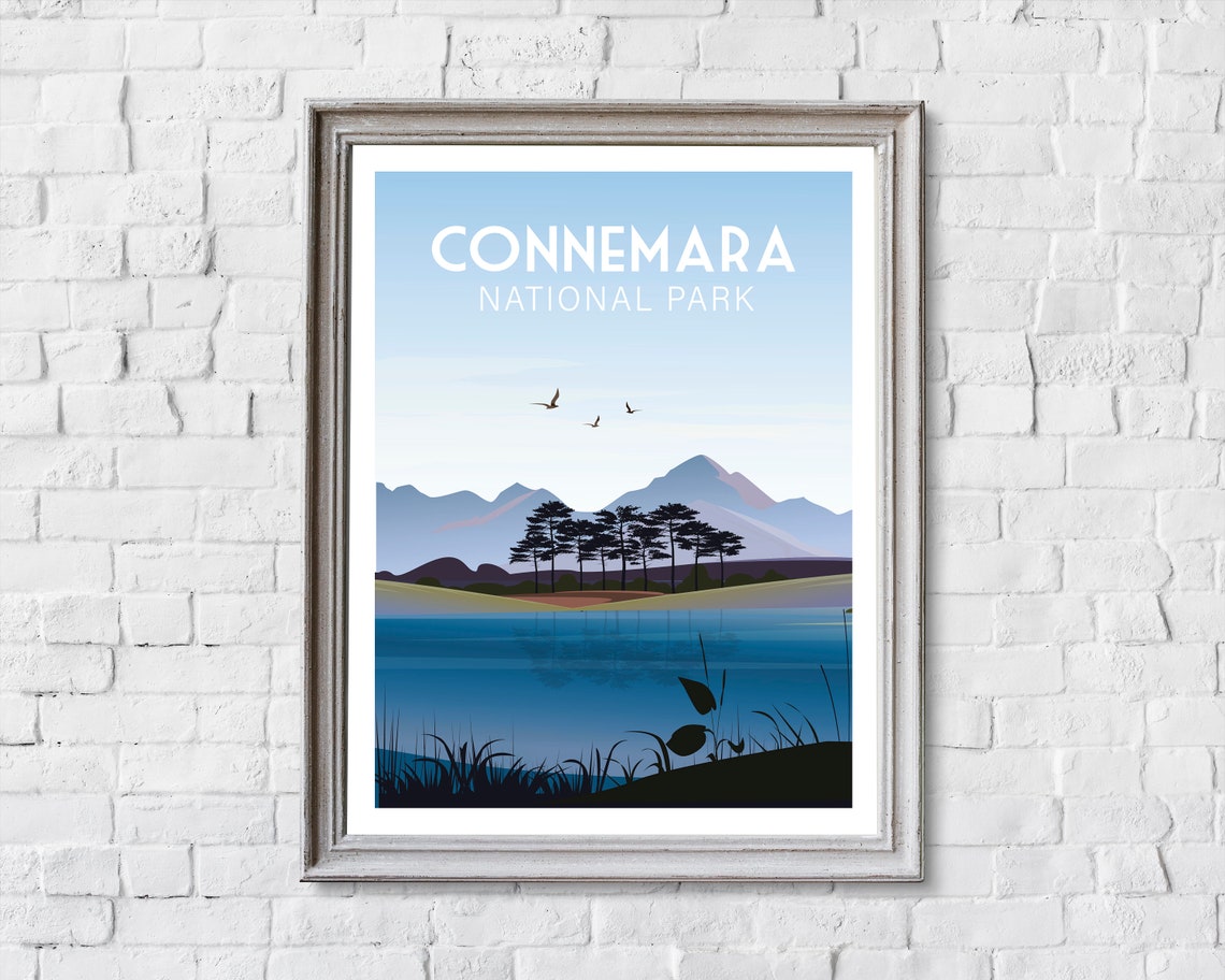 Connemara National Park Ireland Misty Lake Retro Travel Poster - Image 2