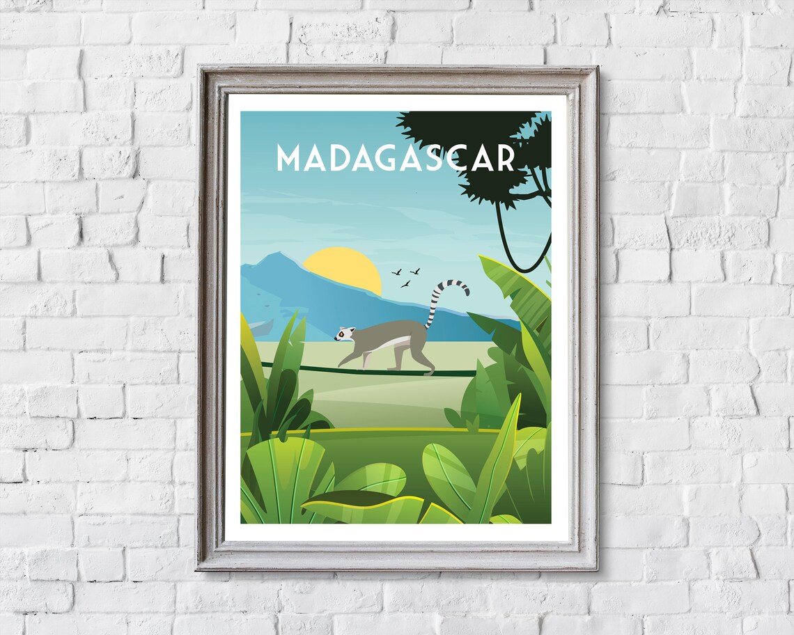 Madagascar Retro Travel Poster, Lemur Art Print - Image 2