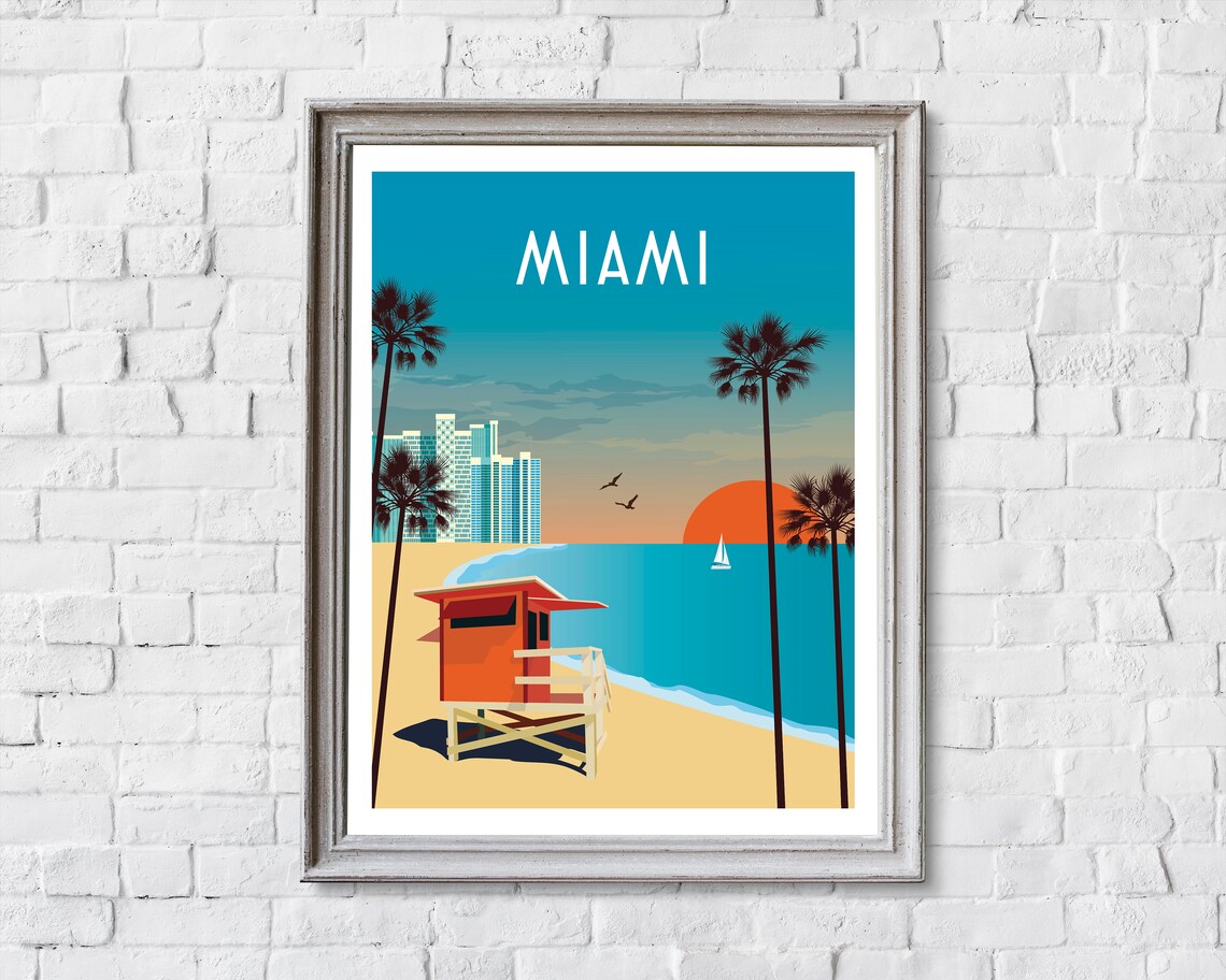 Miami Travel Poster, Retro Miami Wall Art Print - Image 2