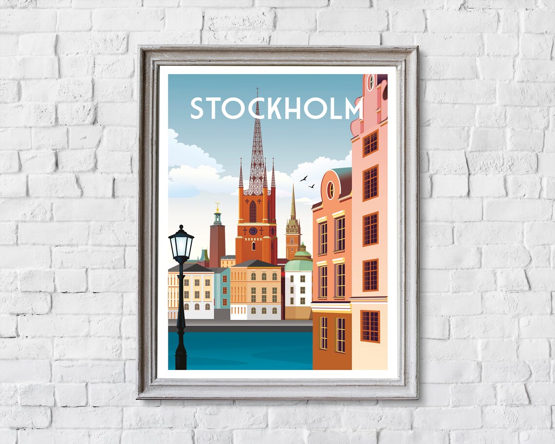 Stockholm Retro Travel Poster, Sweden Art Print - Image 2
