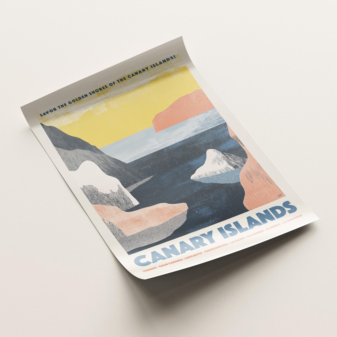Canary Islands Vintage Travel Poster Golden Shores Island Archipelago - Image 2